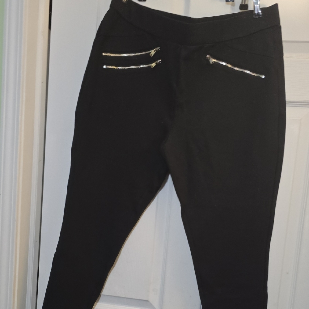 Rebel Black Pants with Silver Zipper Accents